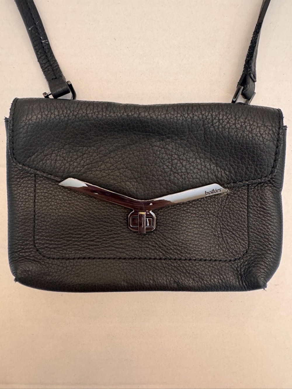Authentic BOTKIER New York Valentina Flap Leather Crossbody Bag Black  NWOT